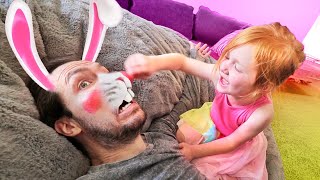 Adley and Dad BUNNY MAKEOVER fun new challenges hidden in mystery eggs DROP TEST what’s inside [upl. by Rabbi]