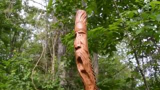 Carved wood spirit hiking stick [upl. by Bendite881]