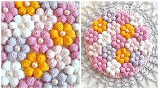 CROCHET Flower EASY tutorial DIY 3d crochet flowers [upl. by Sauncho]