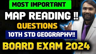 MOST IMPORTANT MAP READING QUESTIONS10TH STD GEOGRAPHYBOARD EXAM 2024PRADEEP GIRI SIR [upl. by Ebbarta358]