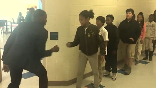 Teacher Has Incredible Handshakes With Each Student  ABC News [upl. by Nnaeinahpets]