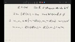 Dimostrazione limmagine di unapplicazione lineare L  V → W è sottospazio vettoriale di W [upl. by Leodora940]