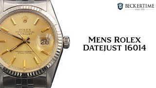 Mens Rolex Stainless Steel Datejust Watch Gold Champagne Dial 16014 [upl. by Burta]