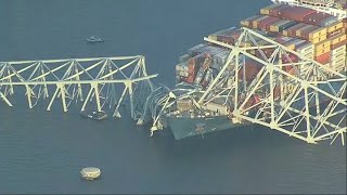 CAUGHT ON CAMERA Ship collides with Francis Scott Key Bridge in Baltimore [upl. by Nirre]