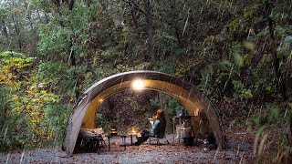 Camping in the Rainy forest Pouring down all day I was relaxed and cozy Rain ASMR [upl. by Odrawde]