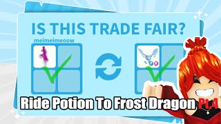 🤩TRADING RIDE POTION TO FROST DRAGON Pt4 OMG ALMOST THERE Adopt Me Trading Challenge [upl. by Adnanref]