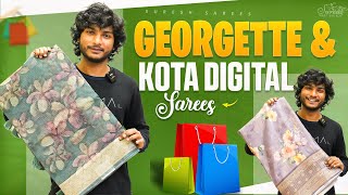 Latest Georgette amp Kota Digital Saree Collection  Designer Wear Sarees  Suresh Sarees [upl. by Sunda346]