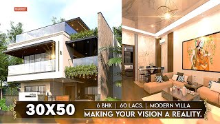 30x50 House Design 3D  1500 Sqft  6 BHK  Ultra Modern Design  9x15 Meters [upl. by William]