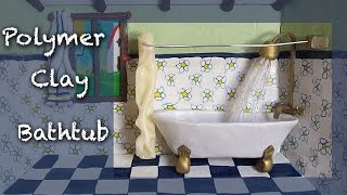 Miniature tutorial  Polymer clay Bathroom roombox Part 2 of 4  BATHTUB [upl. by Kelsey246]