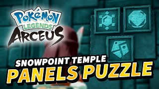 Snowpoint Temple PANELS PUZZLE Solution Rock Ice Steel Puzzle  Pokemon Legends Arceus [upl. by Gannes]