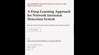 A Deep Learning Approach for Network Intrusion Detection System  RTCLTV [upl. by George]