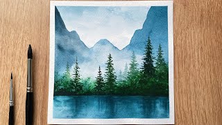 Watercolor Painting Tutorial  Misty Scenery  Easy Watercolor Painting For Beginners [upl. by Nirad]