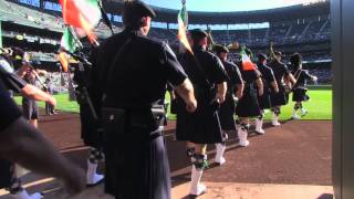 Seattle amp Boston Police Pipes amp Drums at Mariners Game [upl. by Paul]