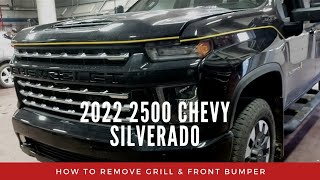 How to remove front grill and bumper of your 2022 2500 Chevy Silverado [upl. by Trebloc840]