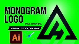 Monogram logo design in Illustrator tutorial l How to create a monogram in Illustrator [upl. by Llerdnek]