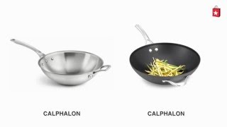 Calphalon AccuCore Stainless Steel 12 In Flat Bottom Wok Comparison Video [upl. by Gninnahc]