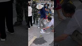 Chinese man cleaning shoes [upl. by Thenna760]