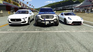 MercedesBenz XClass Carlex EXY Monster X 6X6 vs Maserati Levante vs Nissan 370Z at Old Spa [upl. by Shay]