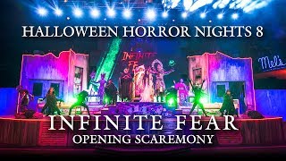 INFINITE FEAR Opening Scaremony show at Halloween Horror Nights 8 2018 [upl. by Ennaxxor843]