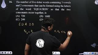 The number of fiveletter words containing 3 vowels and 2 consonants that can be formed using th [upl. by Esbensen513]