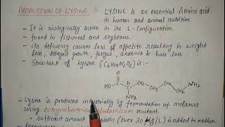 Lecture  Production of Lysine by fermentation [upl. by Georgena845]