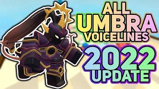 2022 UPDATE All Umbra Voicelines by BethyVA [upl. by Dekow216]