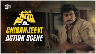 Pasivadi Pranam Telugu Movie  Megastar Chiranjeevi Intro Action Scene  Vijayashanthi Raghuvaran [upl. by Irovi868]