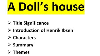 A Dolls house summary characterthemes important questions literature viral [upl. by Chuipek]