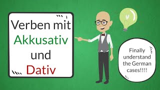 Deutsch lernen  Learn German A2  Verben im Akkusativ und Dativ  The German cases in under 8 min [upl. by Sokim125]