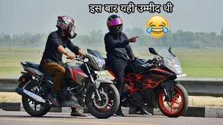 2022 KTM RC 125 VS TVS APACHE 160 2V  LONG RACE  इस बार तो यही उम्मीद थी😂 [upl. by Enuj]