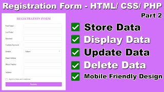 How to Create a Registration Form in HTML CSS and PHP  Responsive Registration Form in HTML amp CSS [upl. by Rochella433]