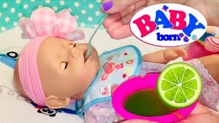 Baby Born ZAPF creations feeding and changing baby born baby doll [upl. by Yessydo]