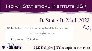 JEE Delight  B Stat B Math  ISI  UGB 2023  Q6  Series  Telescopic summation [upl. by Llerrehs554]