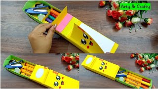 DIY Refrigerator Pencil Box with Notepad amp Sticky Pad  easy paper pencil boxSchool Supplies Hacks [upl. by Hploda925]