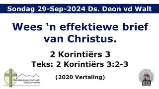 Erediens 29September2024 Ds Deon van der Walt [upl. by Aruat]