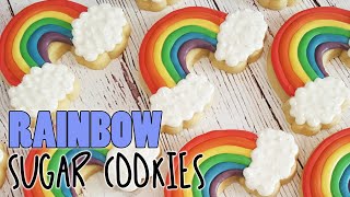 Happy Rainbow Cloud Decorated Sugar Cookies on Kookievision [upl. by Aneeles370]