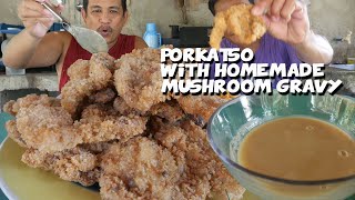 PORKATSU WITH HOMEMADE MUSHROMM GRAVY  ISANG MALAKING TUMPOK PARA KAY TIMOT [upl. by Anair]