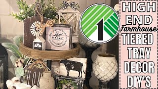 ⭐️DOLLAR TREE TIERED TRAY DECOR DIYS  CHEAP AND EASY FARMHOUSE DOLLAR TREE DIYS ⭐️ [upl. by Ezarra124]