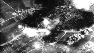 Allied bomber planes bomb Abbeville and Rennes in France during World War II HD Stock Footage [upl. by Omrellig39]