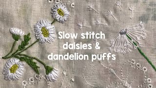 Slow stitch daisies amp dandelion puffs  Roxy’s journal of Stitchery  Edith Holden slowstitching [upl. by Ardith]