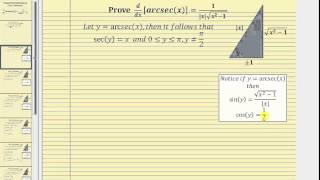 Proof  The Derivative of fxarcsecx ddxarcsecx [upl. by Akcinat529]