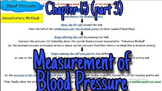 Measurement of blood pressure Auscultatory method Palpatory method chapter 15 part 3 Guyton [upl. by Leugar848]