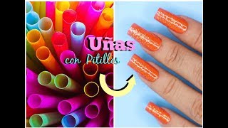 UÑAS POSTIZAS con PITILLOS de PLÁSTICO  RECICLADOS ♥ Deko Uñas [upl. by Gunn]