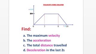 Finding maximum velocity acceleration total distance and deceleration on a velocitytime graph [upl. by Galer456]