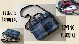 13 inches Laptop Bag Sewing Tutorial  Bag diy [upl. by Elahcar]