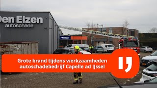 Grote brand tijdens werkzaamhedenautoschadebedrijf Capelle ad IJssel [upl. by Dyun]