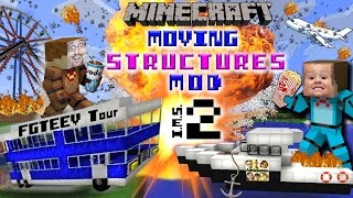 MINECRAFT MOVING STRUCTURES Bus Boat Plane Movie Theater  Instant Massive Structures 2 Mod [upl. by Navets]