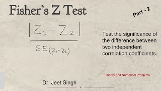 Fishers ZTest  Two Independent Sample Test  Dr Jeet Singh  Part  2 [upl. by Suoiluj]