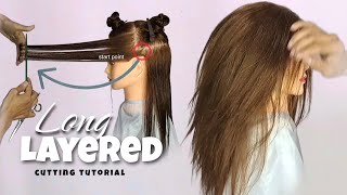 How To Cut Long Layers  Layered Haircut Tutorial [upl. by Barrada415]