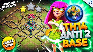 The ULTIMATE TH14 ANTI 2 STAR BASE with LINK 2024  Town Hall 14 Trophy Base ANALYSIS  PROOF Replay [upl. by Mella]